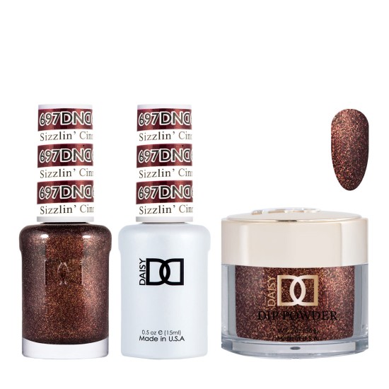 DND Dip Gel Polish Set #697 Sizzlin Cinnamon, 3pc Bundle Trio | LA