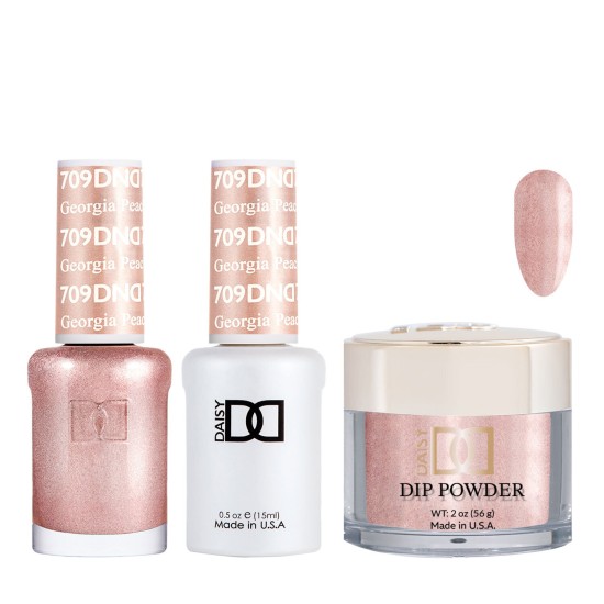DND Dip Gel Polish Set #709 Georgia Peach, 3pc Bundle Trio | LA