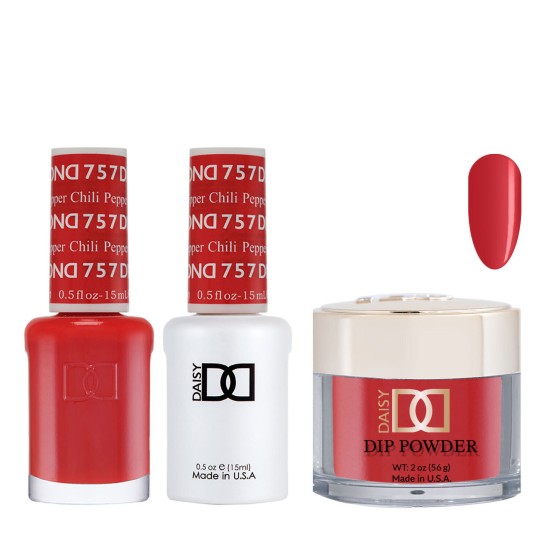 DND Dip Gel Polish Set #757 Chili Pepper, 3pc Bundle Trio | LA