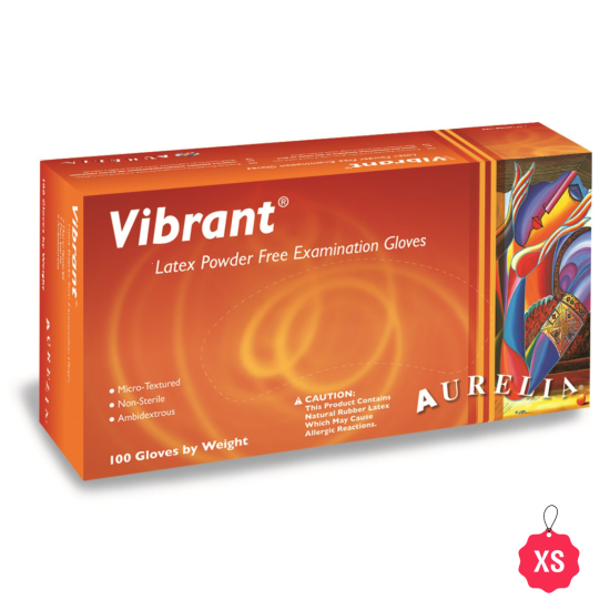 鮮麗/Vibrance 英語4枚セット Vibrant Latex Powder Free Gloves Size X-Small | LA Nail Supplies