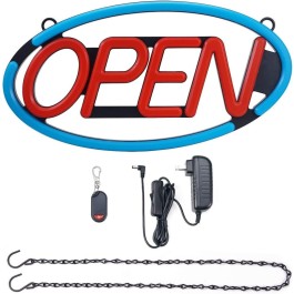 LED Open Sign Oval Red/Blue, 12
